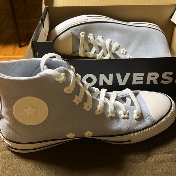 NIB Converse All Star Sneakers With Star Gems In Light Blue - Picture 4 of 7